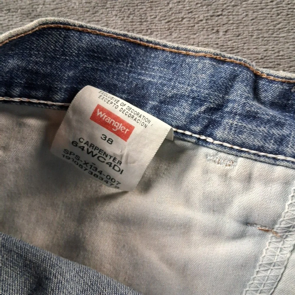 Wrangler Carpenter Denim Shorts Mens 38 Blue Medium Wash Utility 64WC4DI